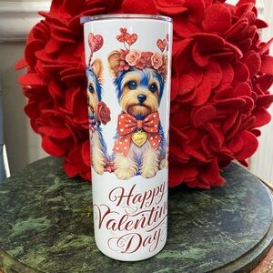 Valentine's Day Dog Print Tumbler - White